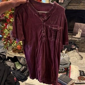 Affliction Men's Burgundy Henley Shirt
